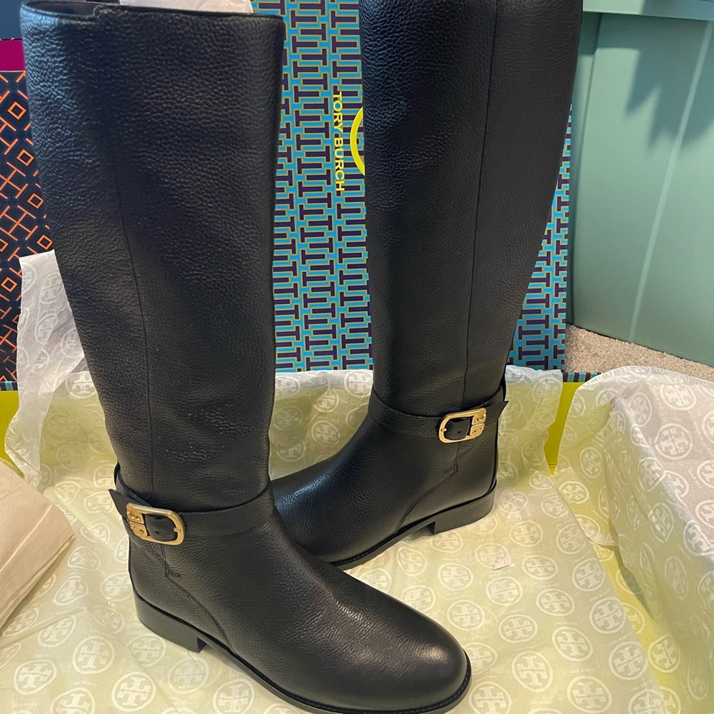 Women Tory burch broke riding tall knee boots size 9.5 new with box